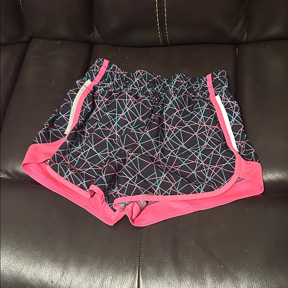 Danskin Now Black and Pink Geometric Athletic Shorts